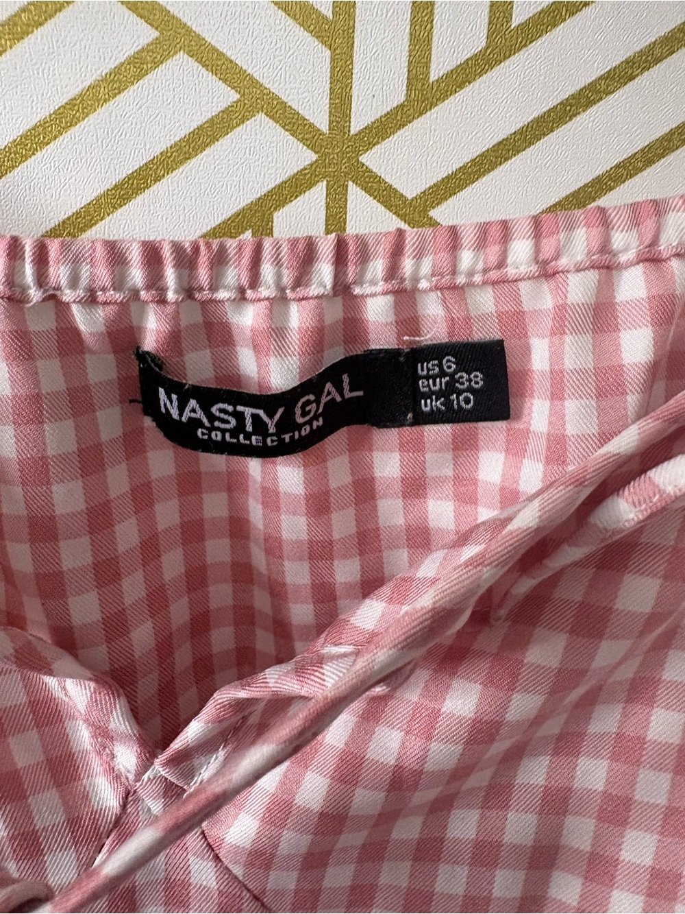 Nasty Gal Pink Gingham Mini Dress size 6 - Picture 3 of 4